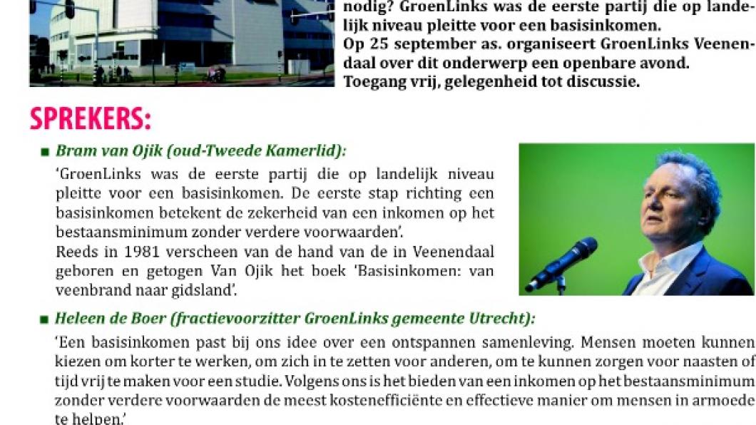 Thema-avond Basisinkomen GroenLinks Veenendaal